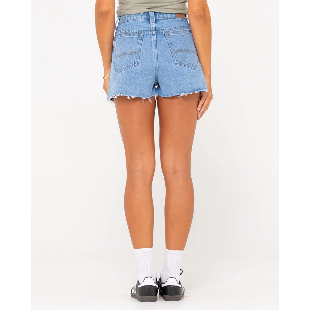 Rusty Penny Kick Flare Denim Shorts 