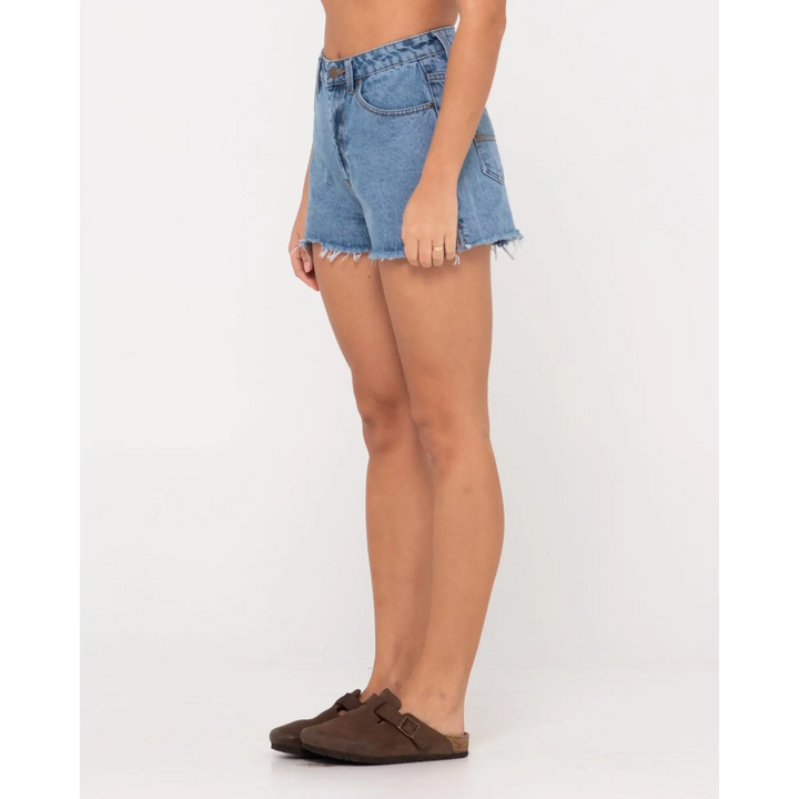 Rusty Penny Kick Flare Denim Shorts 