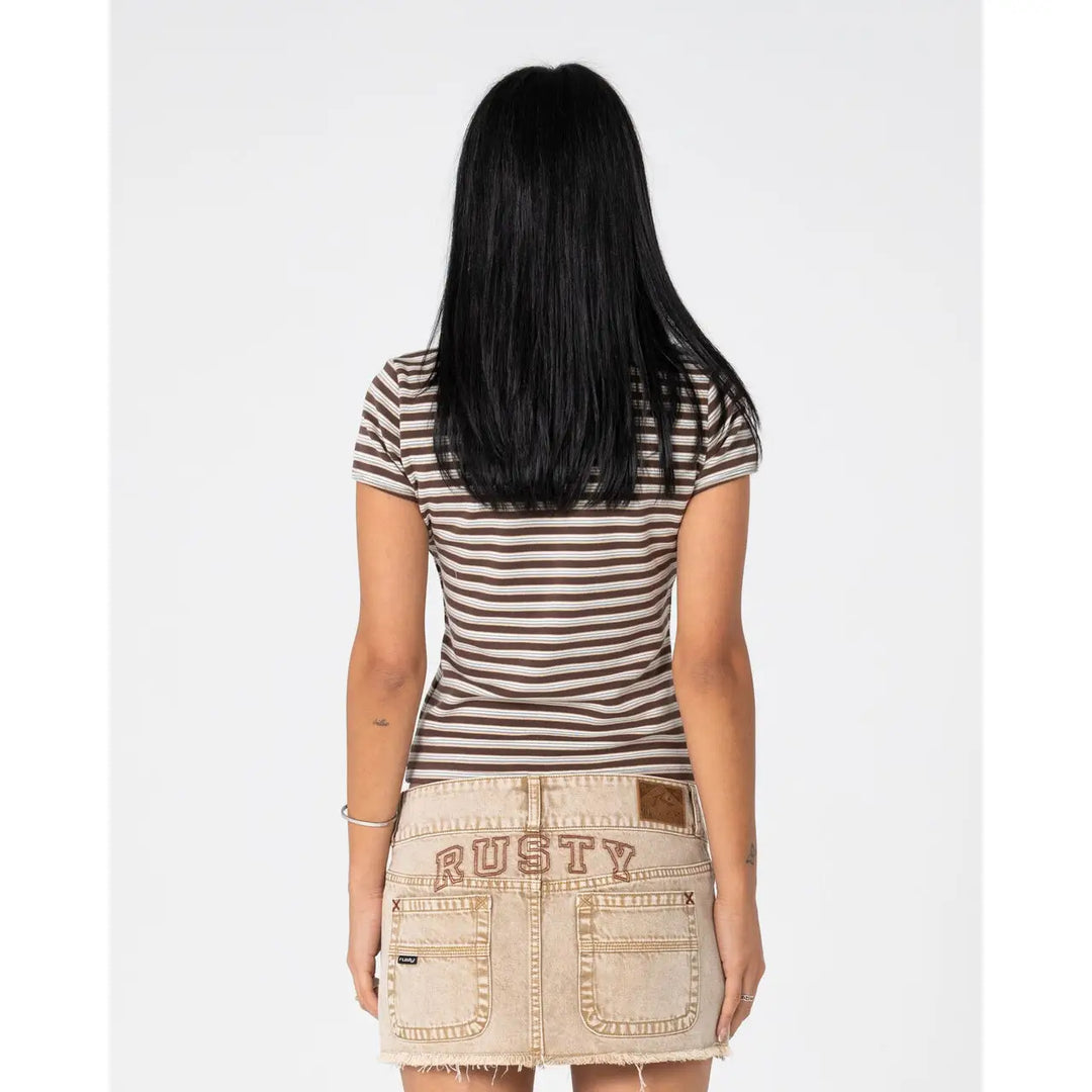 Rusty Peta Stripe Polo Baby Tee
