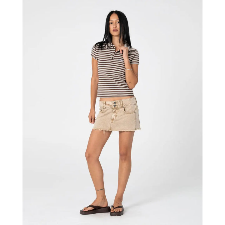 Rusty Peta Stripe Polo Baby Tee
