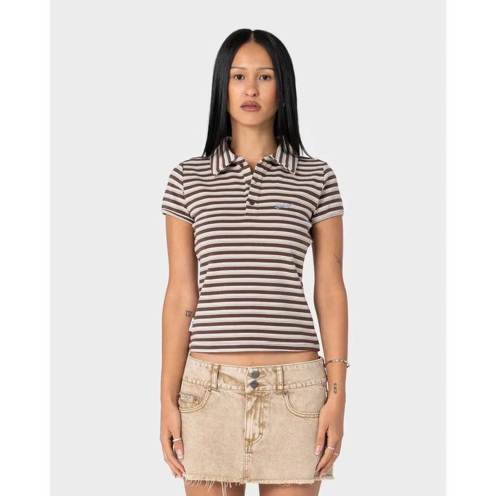 Rusty Peta Stripe Polo Baby Tee