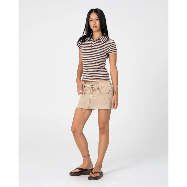 Rusty Peta Stripe Polo Baby Tee