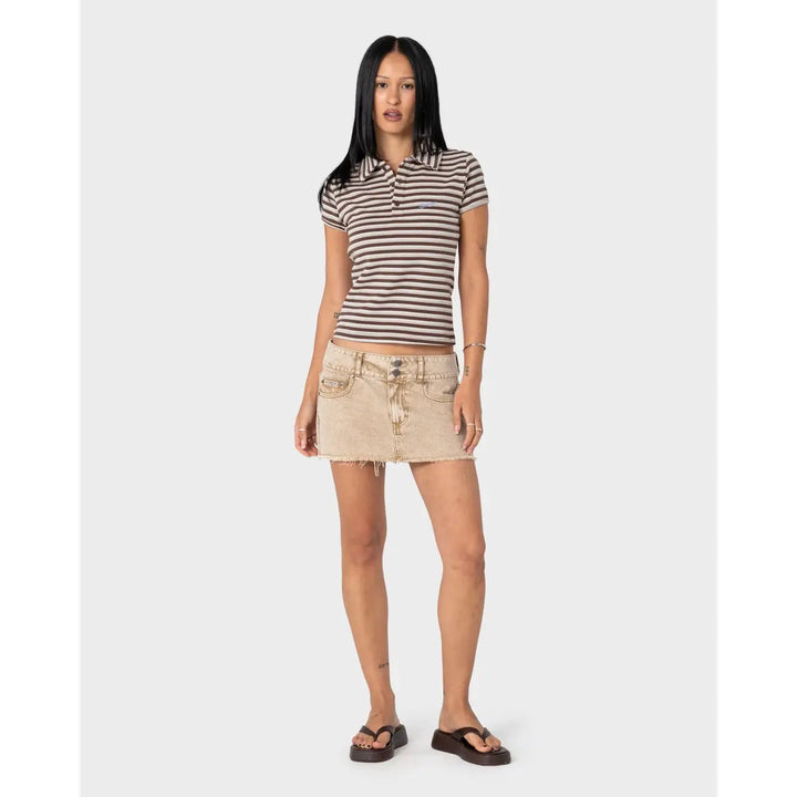 Rusty Peta Stripe Polo Baby Tee