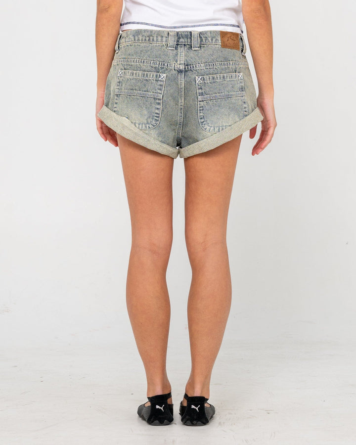 Rusty Pheonix Denim Mini Shorts - Middy Blue 