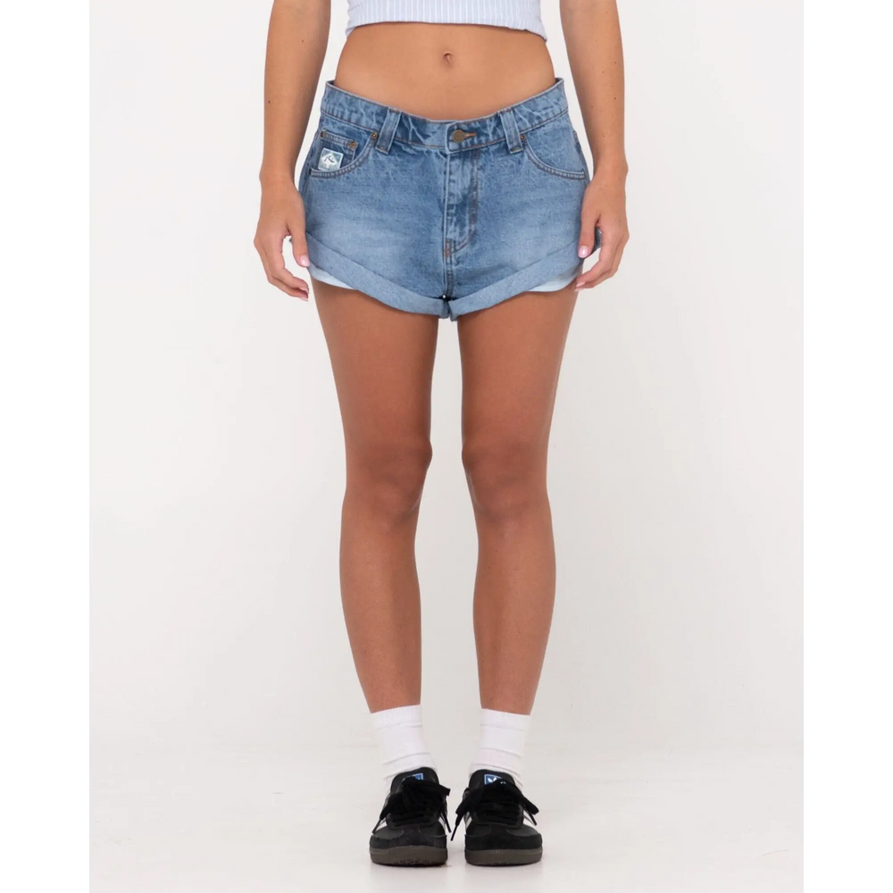 Rusty Pheonix Low Rise Denim Mini Shorts 