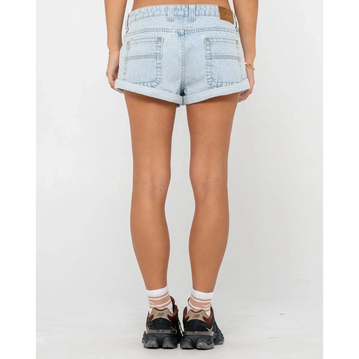Rusty Pheonix Low Rise Denim Mini Shorts - Sky Blue Heather 