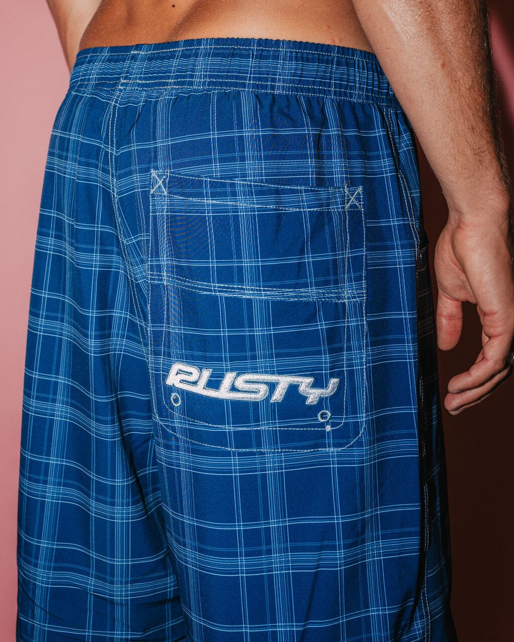 Rusty Plaid Daddy 22" Elastic Waist Boardshorts 