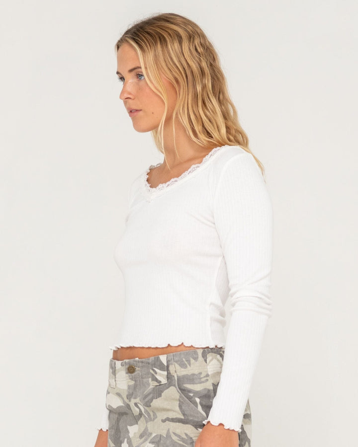 Rusty Polla-Anna Pointelle Long Sleeve Top 