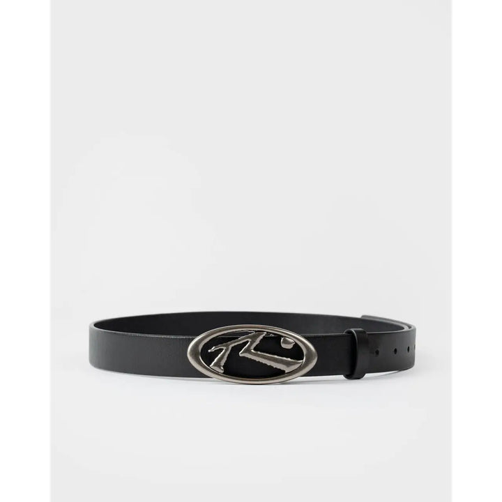 Rusty R Dot Buckle Leather Belt