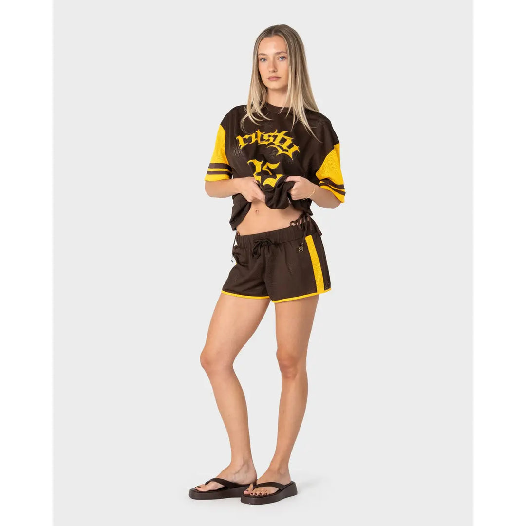 Rusty Rag Stripe Mesh Oversized T-Shirt