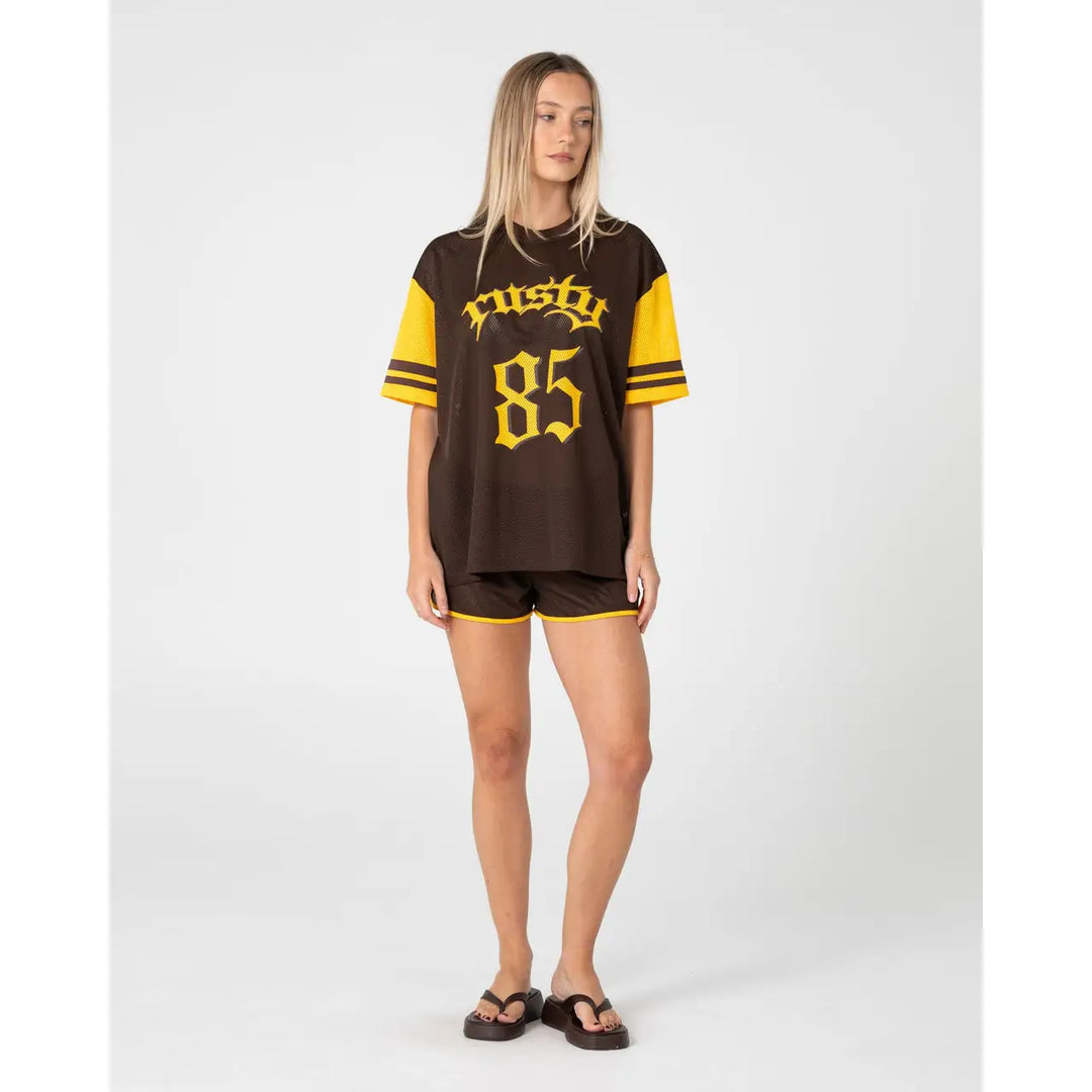 Rusty Rag Stripe Mesh Oversized T-Shirt