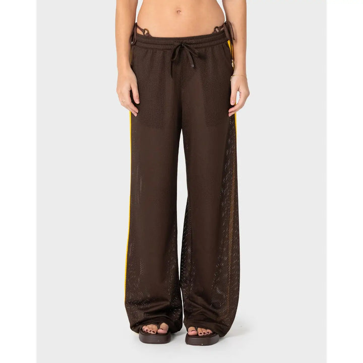 Rusty Rag Stripe Wide Leg Mesh Pants