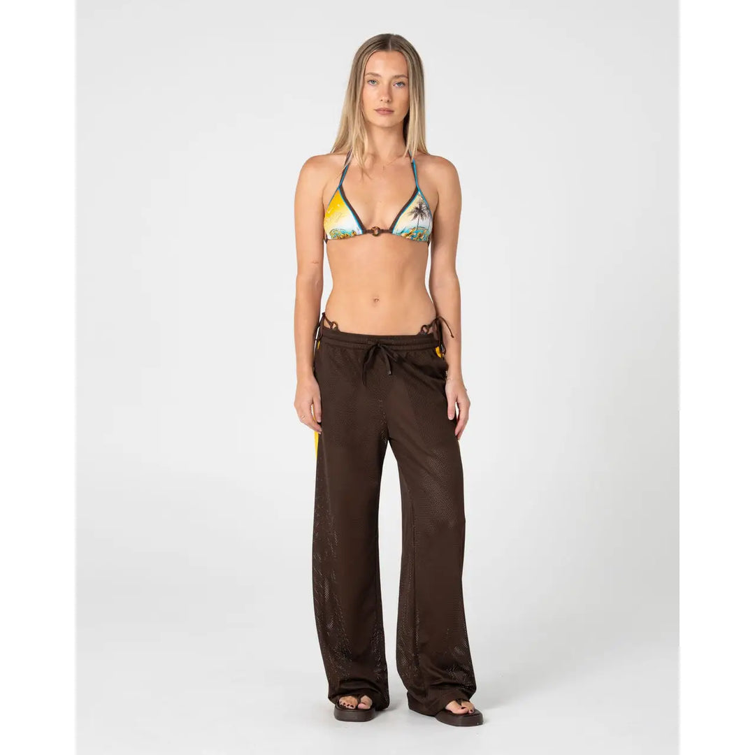 Rusty Rag Stripe Wide Leg Mesh Pants
