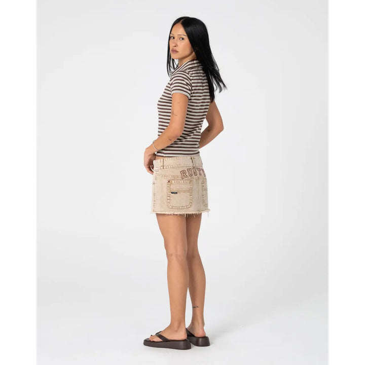 Rusty Roxxy Coffee Micro Mini Skirt