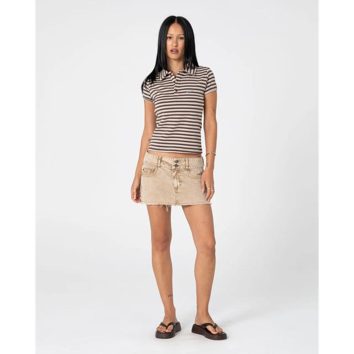 Rusty Roxxy Coffee Micro Mini Skirt