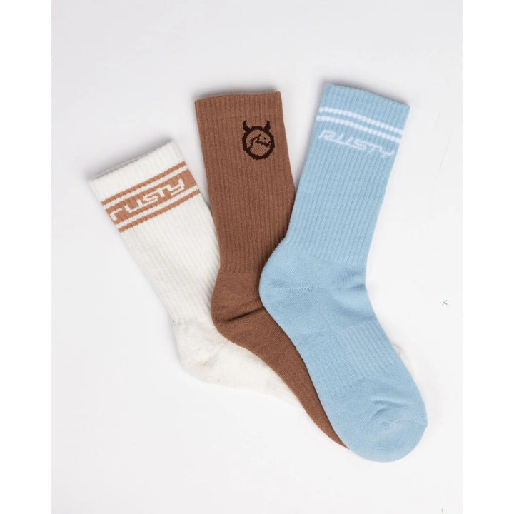 Rusty Shake Up Crew 3 Pack Socks 