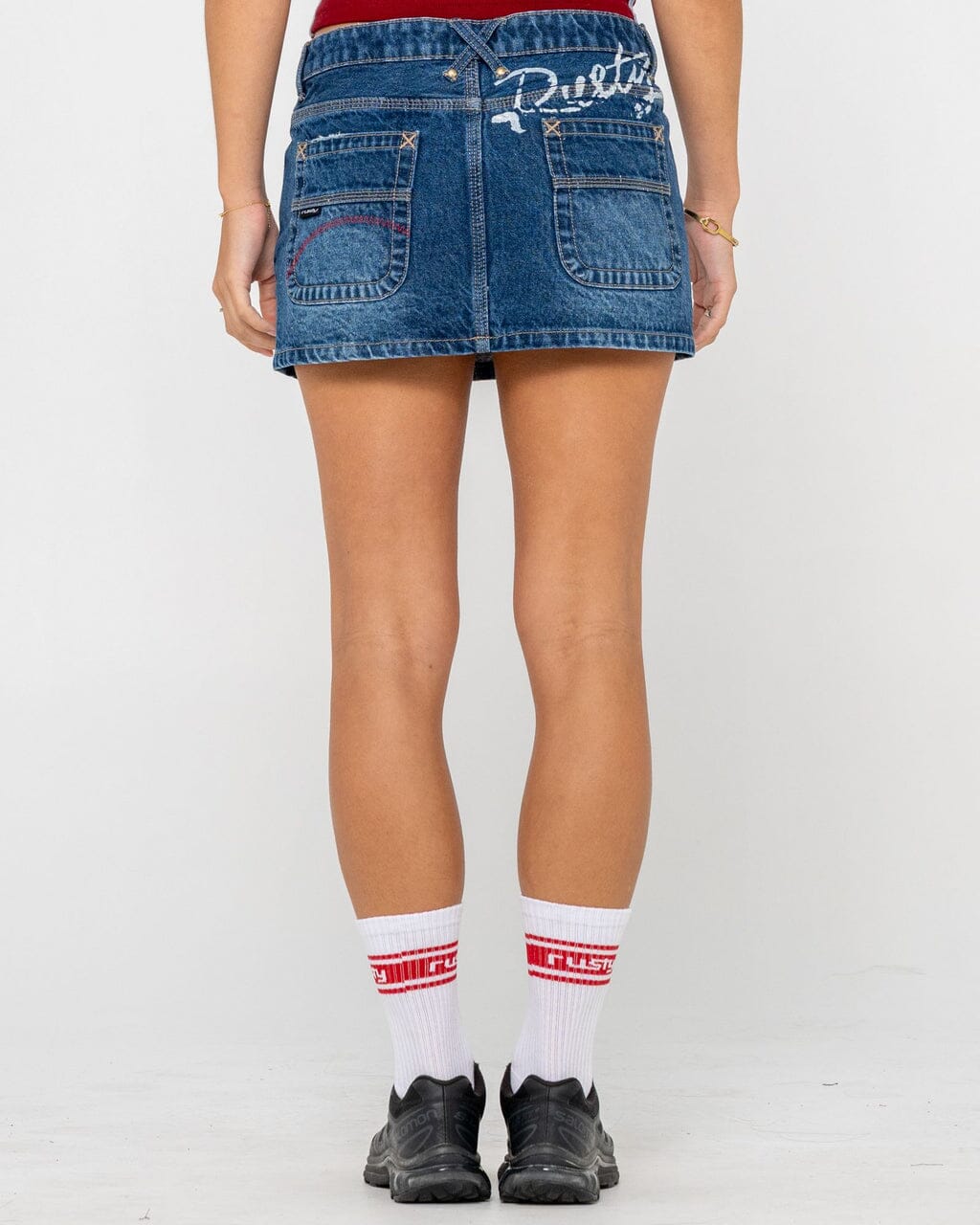 Rusty Shorty Low Rise Denim Micro Mini Skirt 
