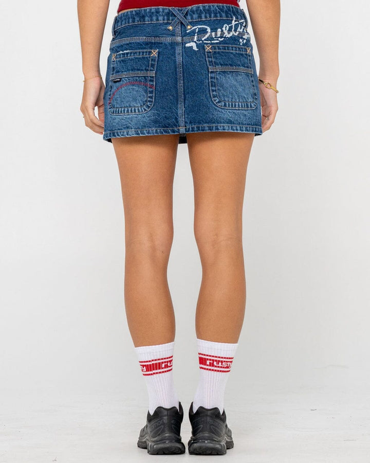 Rusty Shorty Low Rise Denim Micro Mini Skirt 