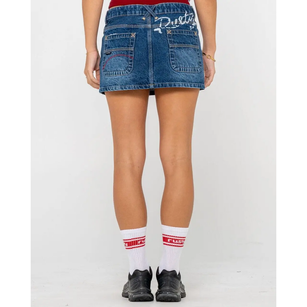 Rusty Shorty Low Rise Denim Micro Mini Skirt 