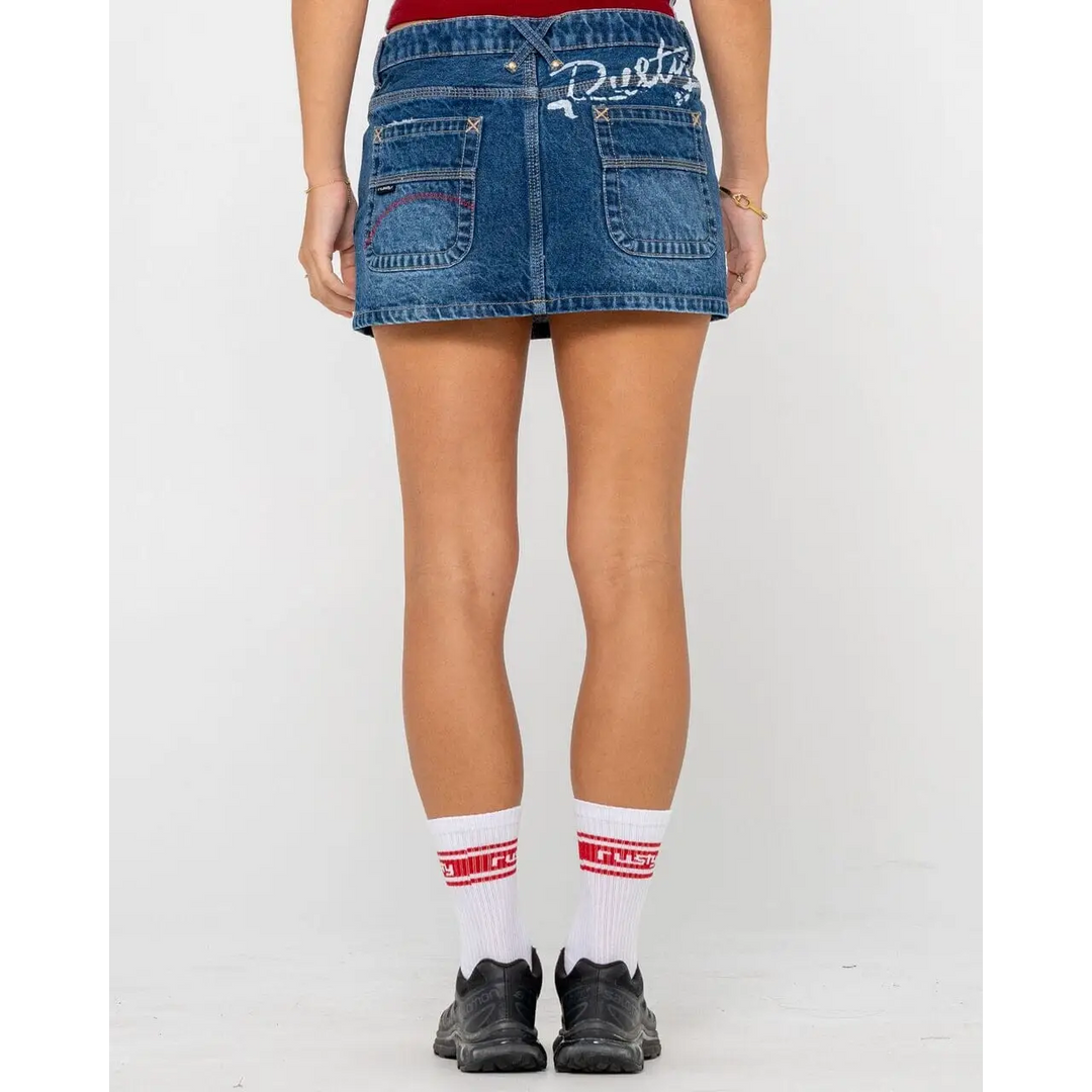 Rusty Shorty Low Rise Denim Micro Mini Skirt 