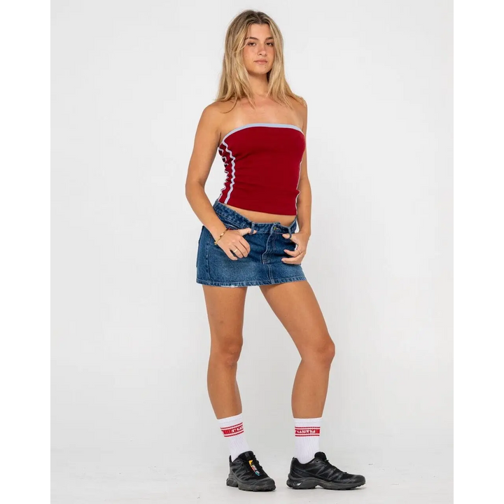 Rusty Shorty Low Rise Denim Micro Mini Skirt 