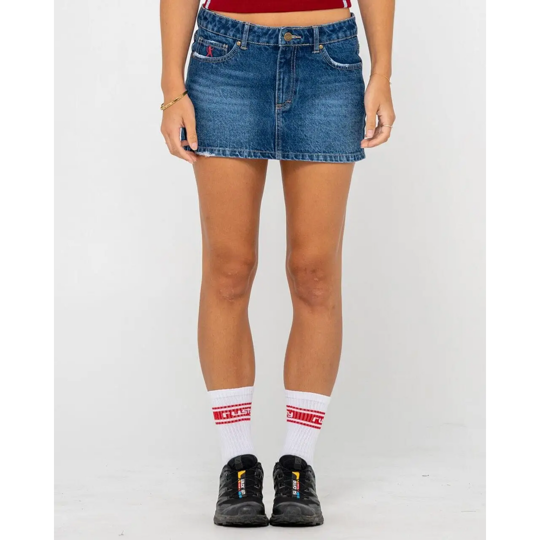 Rusty Shorty Low Rise Denim Micro Mini Skirt 