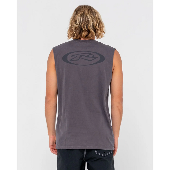 Rusty Slowmo Overdye Muscle Tank Coal S 