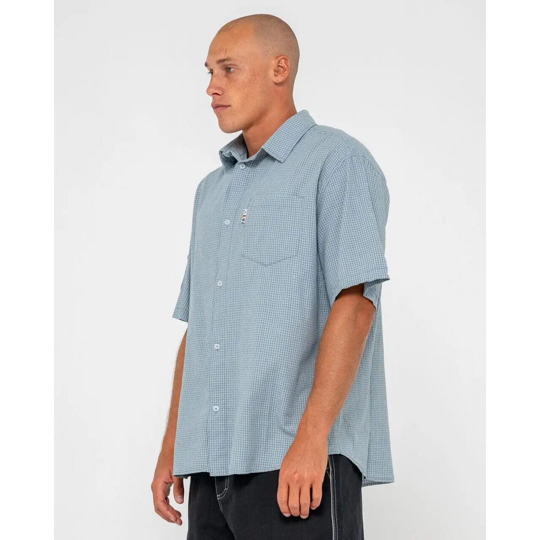 Rusty Stasha Pocket Oversized Check Shirt China Blue S 