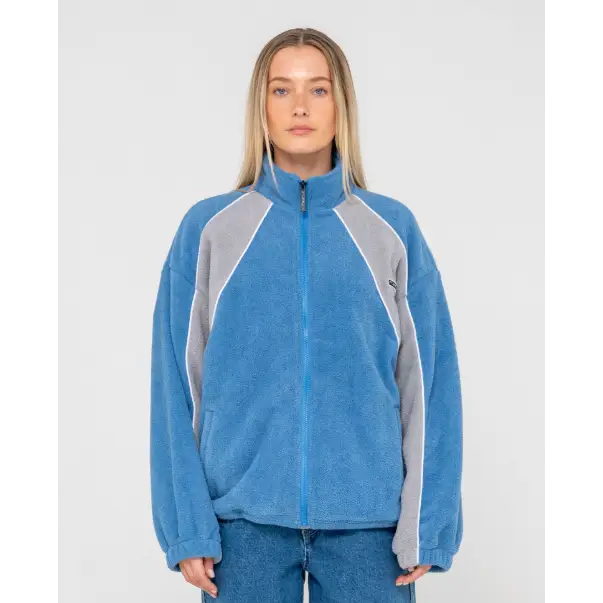 Rusty Two Tides Zip Through Sherpa Fleece - Blue / Grey / 6