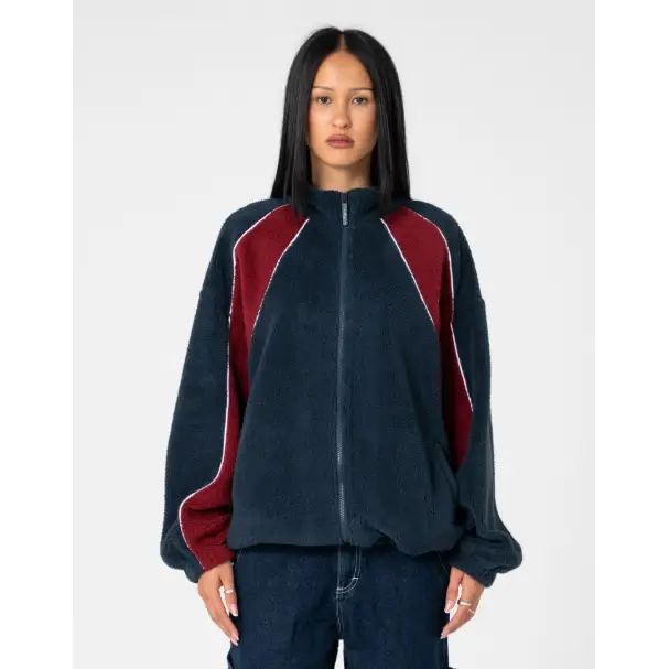 Rusty Two Tides Zip Through Sherpa Fleece - Navy / Red / 6