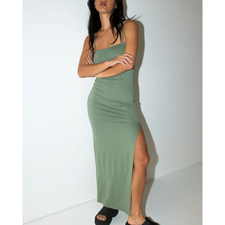 Rusty Vicky Fitted Slip Maxi Dress 