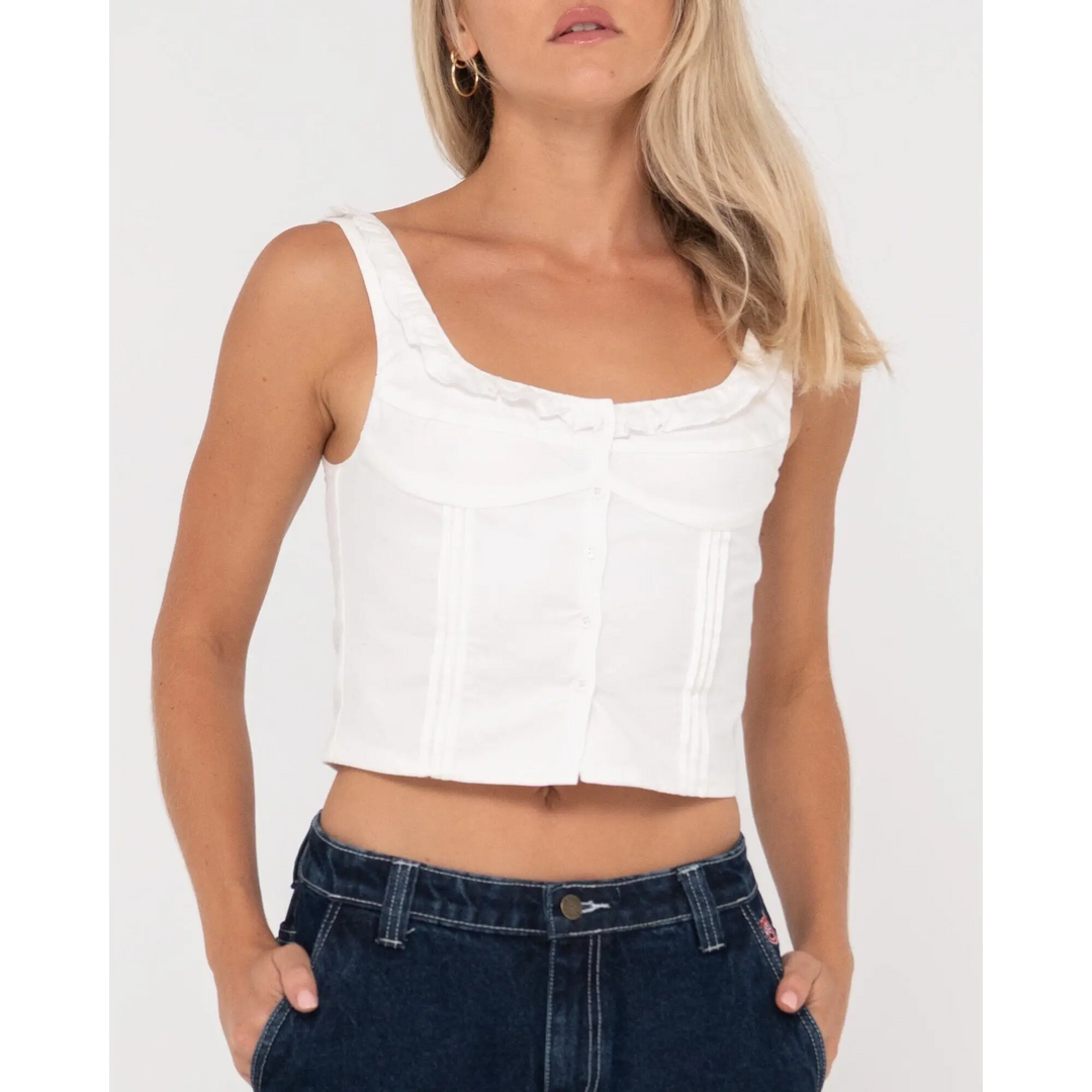 Rusty Violeta Ruffle Neck Top 