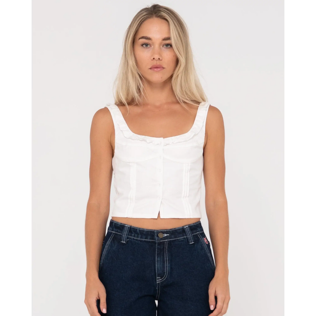 Rusty Violeta Ruffle Neck Top 