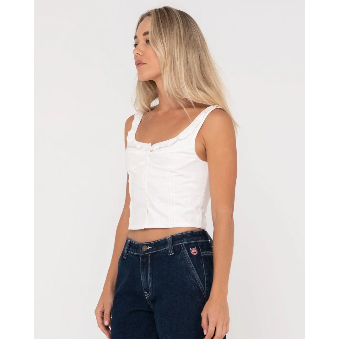 Rusty Violeta Ruffle Neck Top 