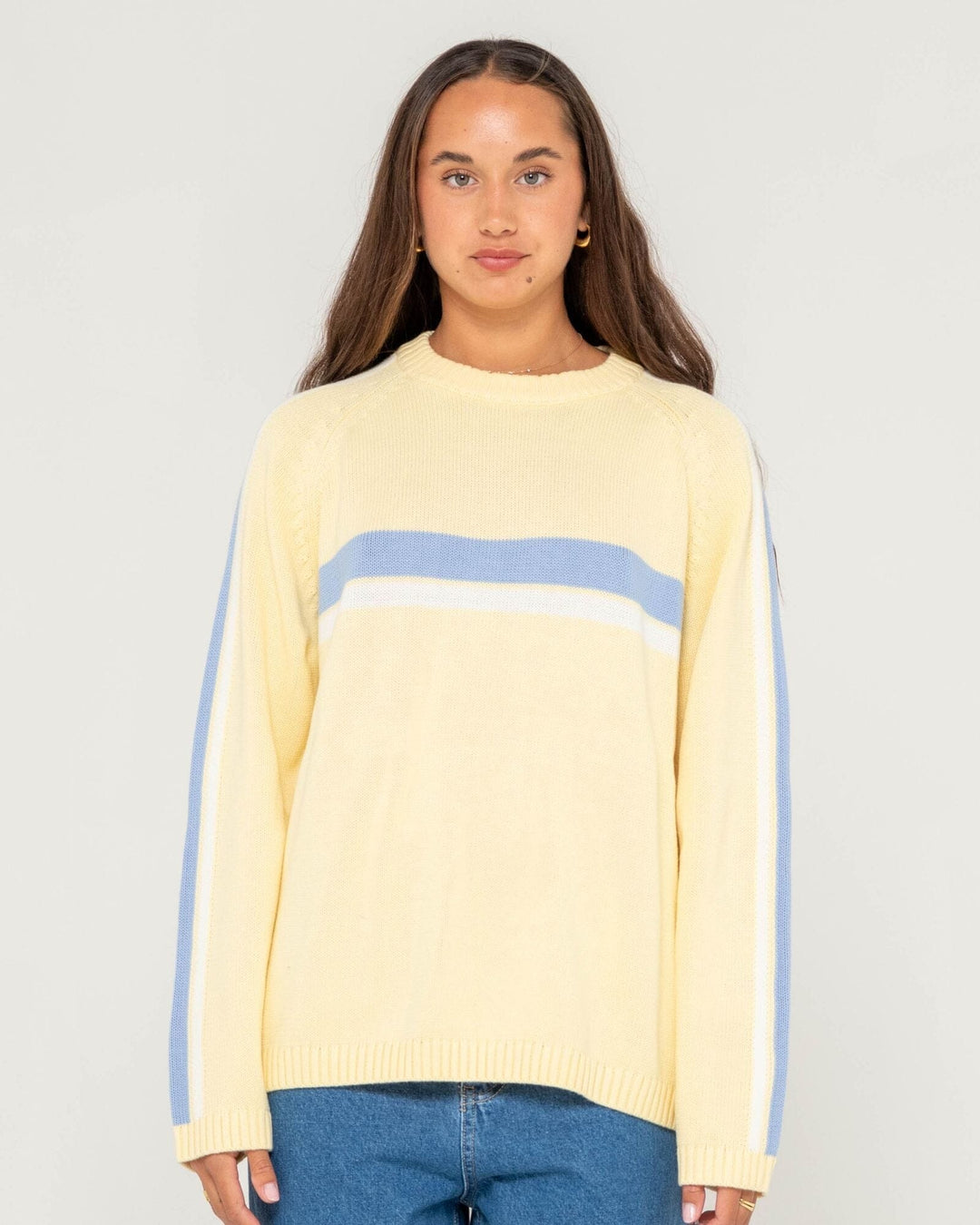Rusty White Lines Crew Neck Knit 