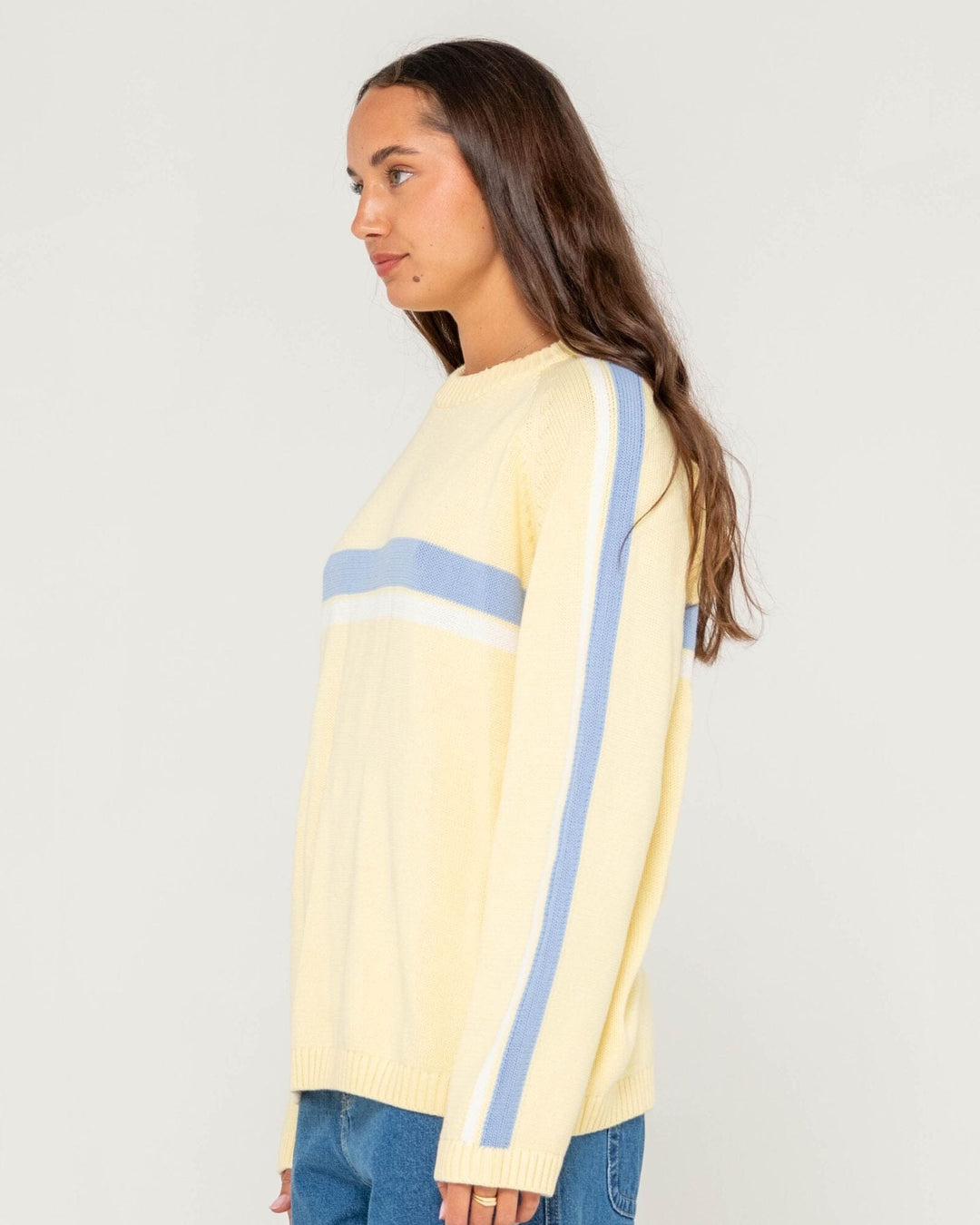 Rusty White Lines Crew Neck Knit 