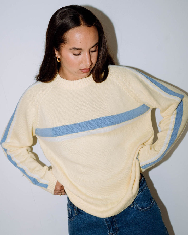 Rusty White Lines Crew Neck Knit 