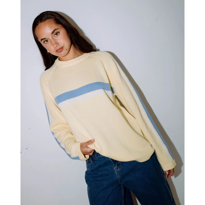 Rusty White Lines Crew Neck Knit 