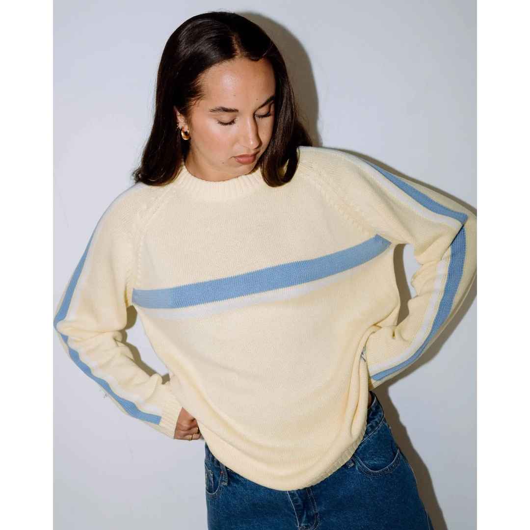 Rusty White Lines Crew Neck Knit 