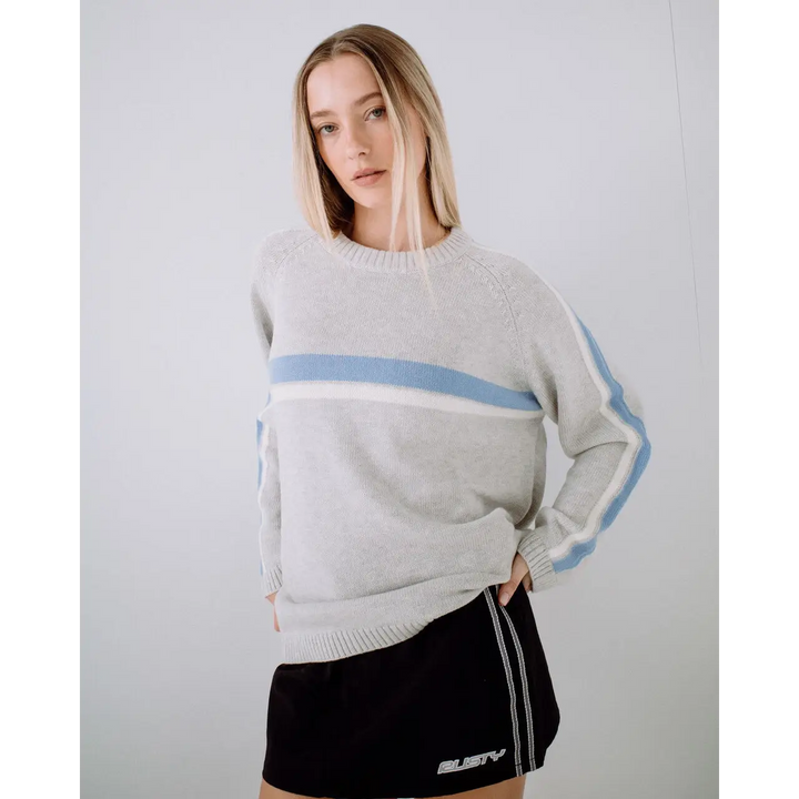 Rusty White Lines Long Sleeve Crew Neck Knit