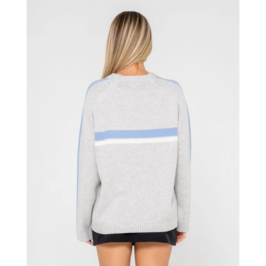 Rusty White Lines Long Sleeve Crew Neck Knit
