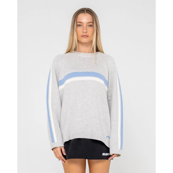 Rusty White Lines Long Sleeve Crew Neck Knit