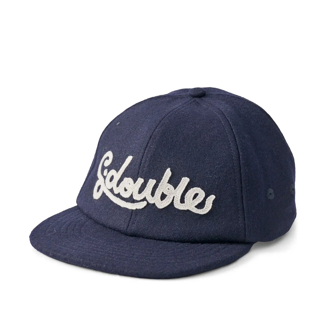 S Double Cursive Foldup Wool Strapback Cap - Navy