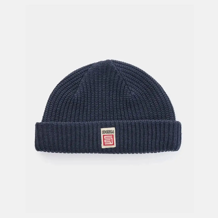 S Double Red Cube Low Beanie Washed Navy 