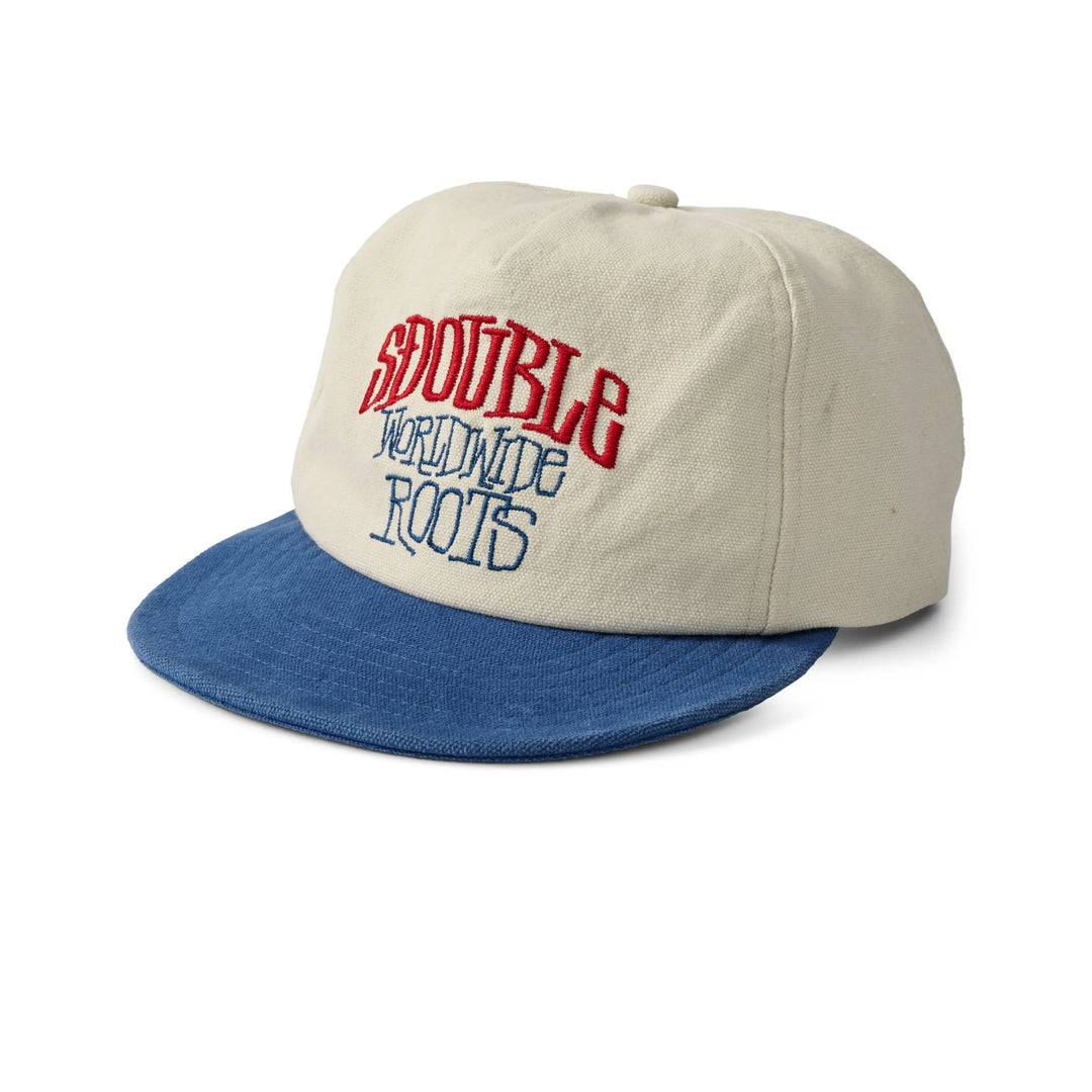 S Double WW Roots Fold Up Strapback Cap - Natural / Warm Blue
