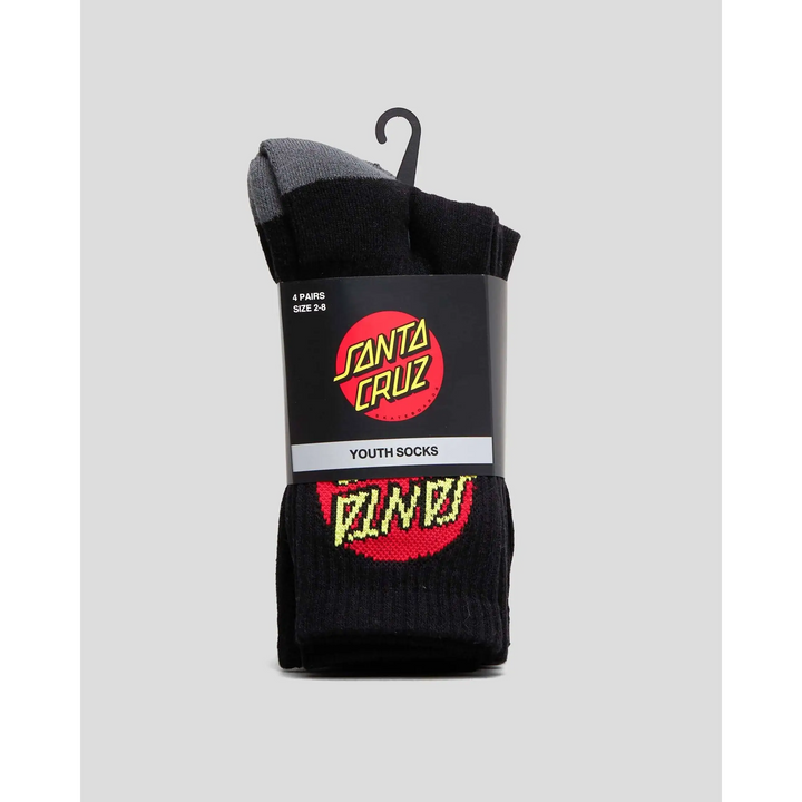Santa Cruz Classic Dot Youth Crew 4-Pack Socks 