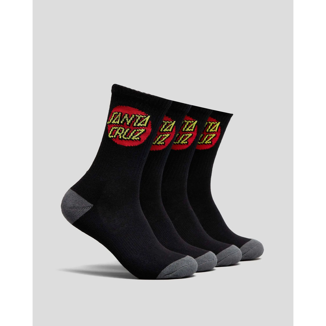 Santa Cruz Classic Dot Youth Crew 4-Pack Socks Black 