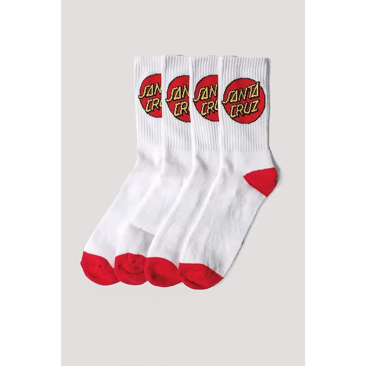 Santa Cruz Youth Socks 4-Pack White/Red 45140 
