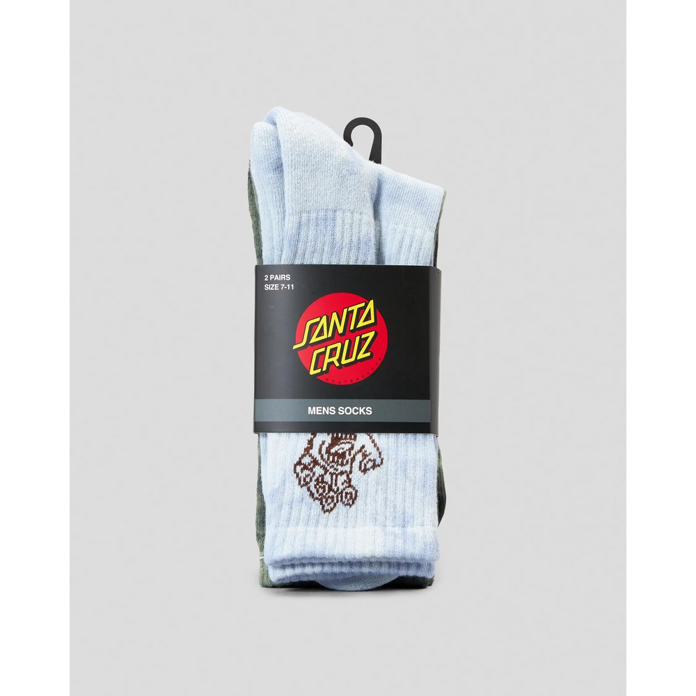 Santa Cruz Screaming Hand Mono Crew 2 Pack Socks 