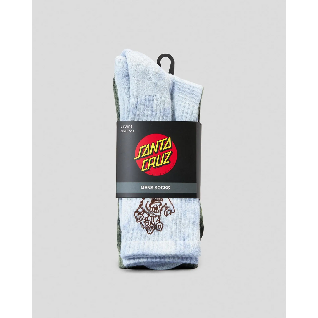 Santa Cruz Screaming Hand Mono Crew 2 Pack Socks 